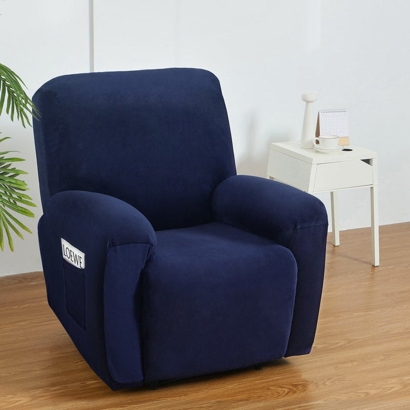 Recliner Chair Covers 1 Seater Velvet Navy - Furniture > Bar Stools & Chairs - Rivercity House & Home Co. (ABN 18 642 972 209) - Affordable Modern Furniture Australia