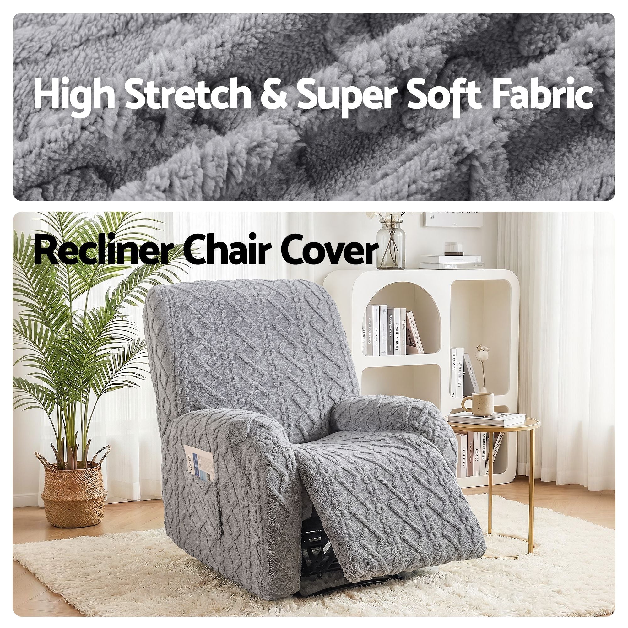 Recliner Chair Covers with Storage Side Pockets Grey - Furniture > Bar Stools & Chairs > Arm Chairs & Recliners - Rivercity House & Home Co. (ABN 18 642 972 209) - Affordable Modern Furniture Australia