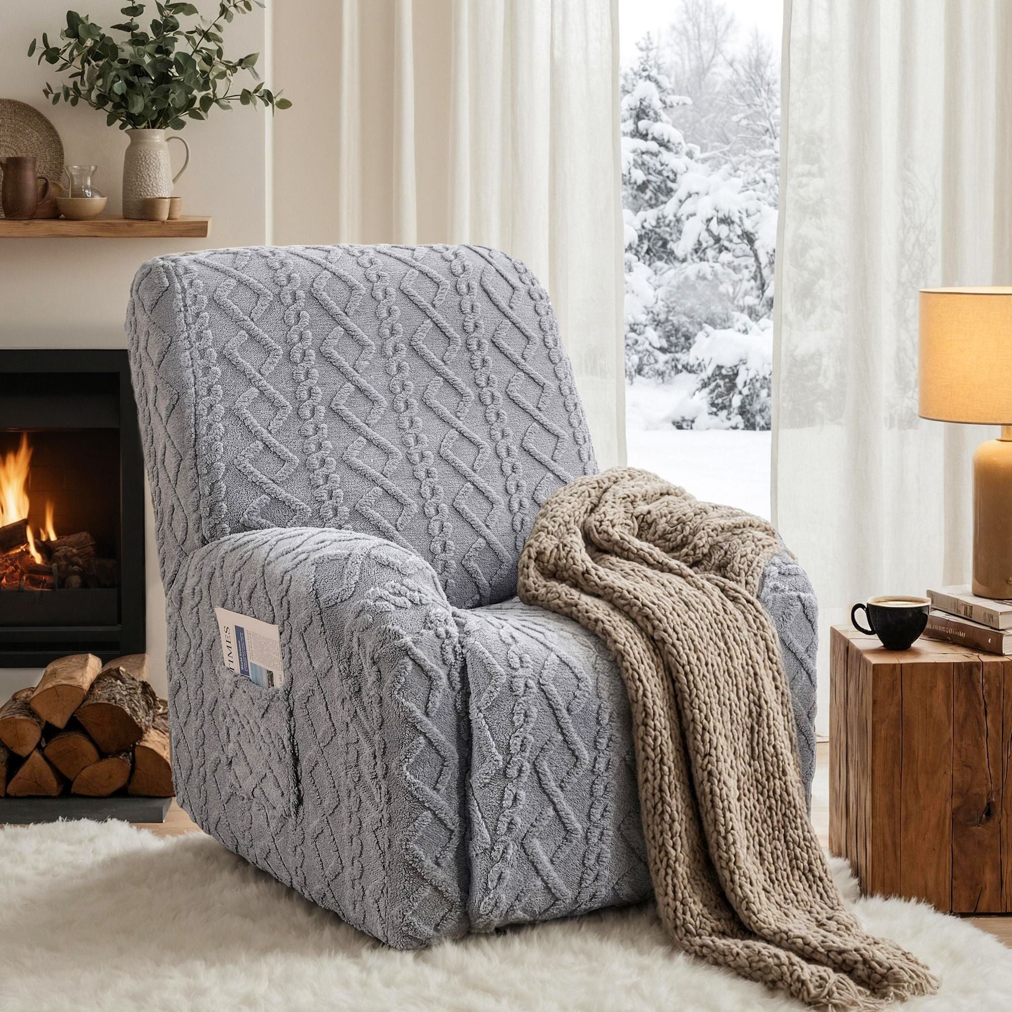 Recliner Chair Covers with Storage Side Pockets Grey - Furniture > Bar Stools & Chairs > Arm Chairs & Recliners - Rivercity House & Home Co. (ABN 18 642 972 209) - Affordable Modern Furniture Australia