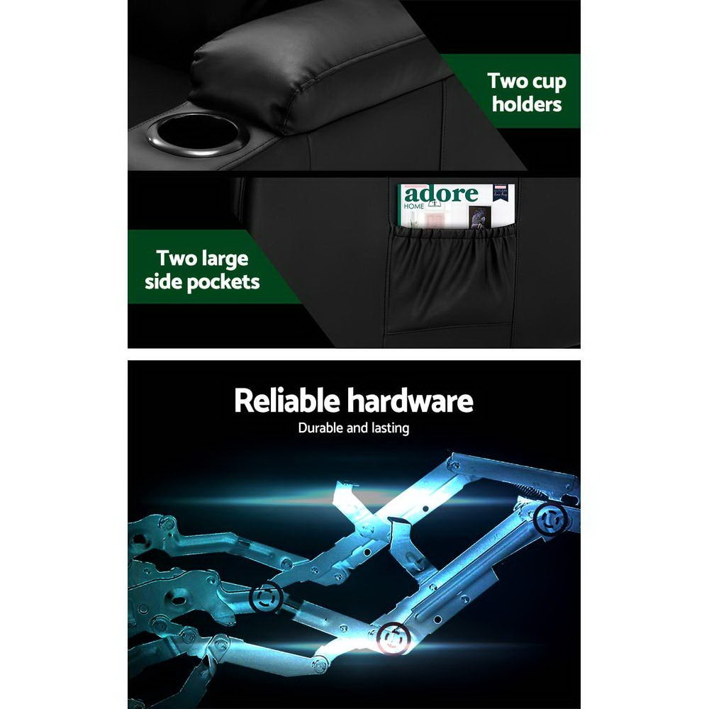 Recliner Chair Electric Heated Massage Chairs Faux Leather Cabin - Furniture > Bar Stools & Chairs > Massage Chairs - Rivercity House & Home Co. (ABN 18 642 972 209) - Affordable Modern Furniture Australia