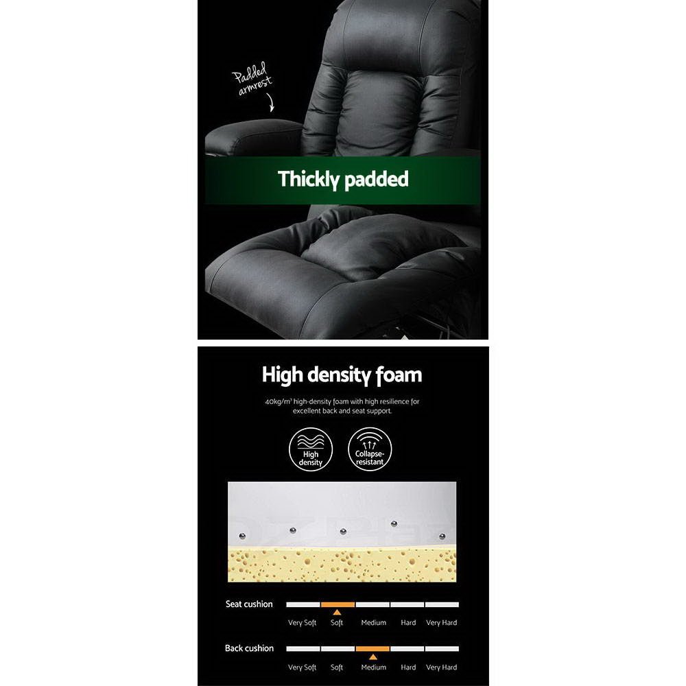 Recliner Chair Electric Heated Massage Chairs Faux Leather Cabin - Furniture > Bar Stools & Chairs > Massage Chairs - Rivercity House & Home Co. (ABN 18 642 972 209) - Affordable Modern Furniture Australia