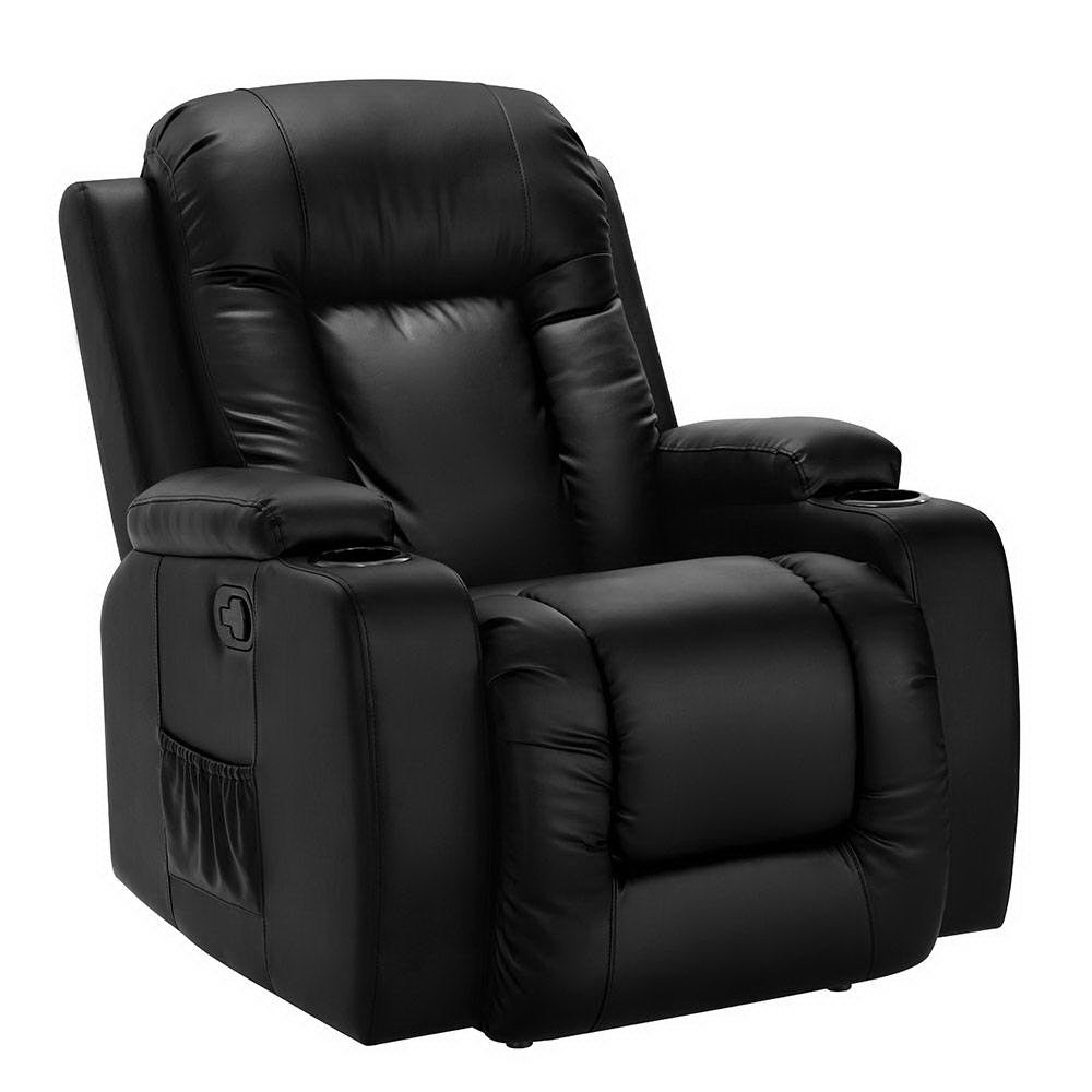 Recliner Chair Electric Heated Massage Chairs Faux Leather Cabin - Furniture > Bar Stools & Chairs > Massage Chairs - Rivercity House & Home Co. (ABN 18 642 972 209) - Affordable Modern Furniture Australia