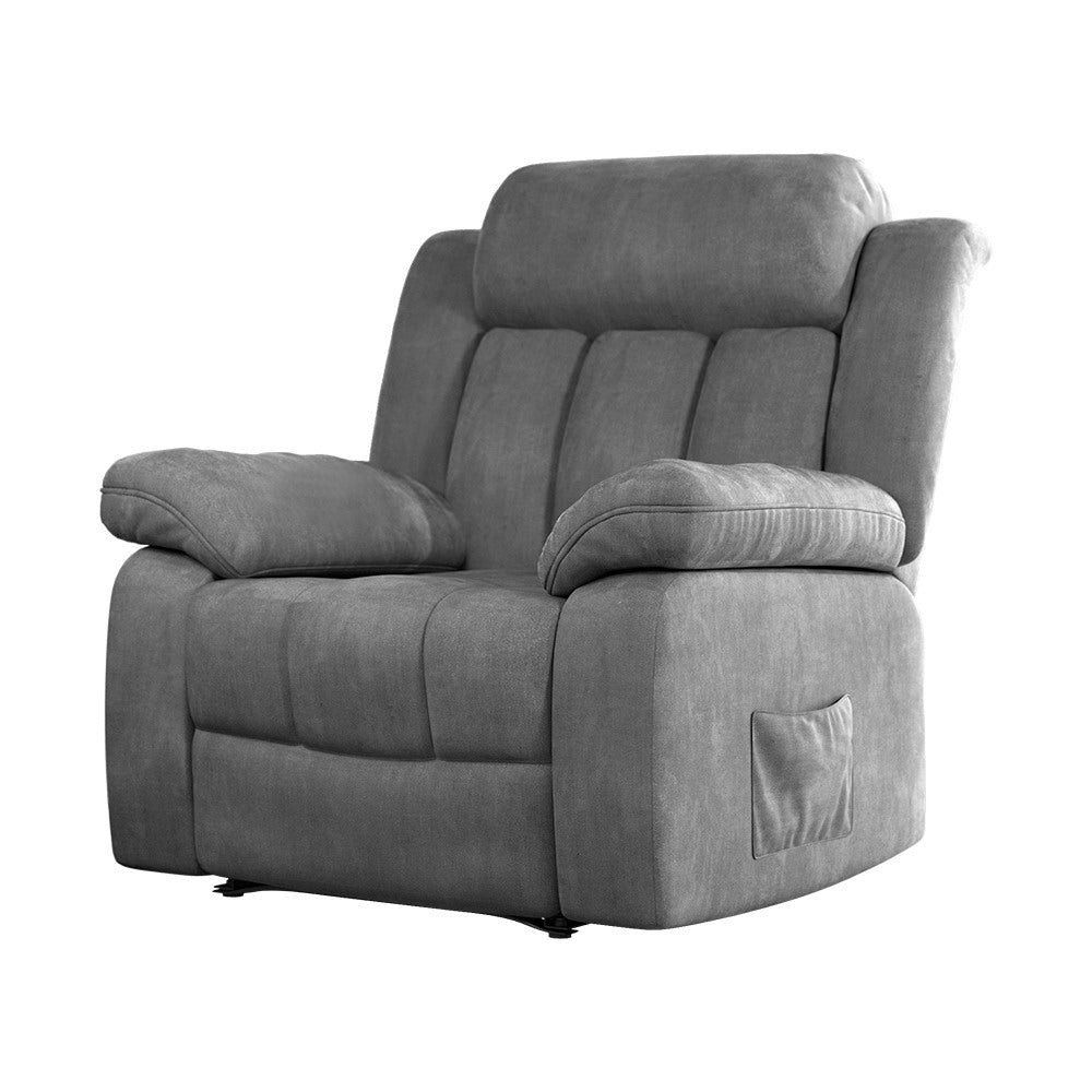 Recliner Chair Electric Massage Chair Velvet Lounge Sofa Heated Grey - Furniture > Bar Stools & Chairs > Massage Chairs - Rivercity House & Home Co. (ABN 18 642 972 209) - Affordable Modern Furniture Australia