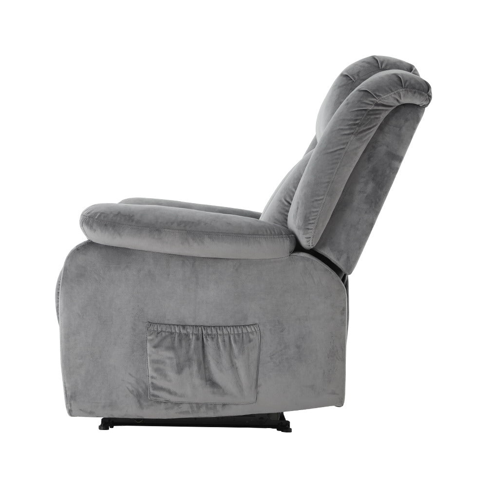 Recliner Chair Electric Massage Chair Velvet Lounge Sofa Heated Grey - Furniture > Bar Stools & Chairs > Massage Chairs - Rivercity House & Home Co. (ABN 18 642 972 209) - Affordable Modern Furniture Australia