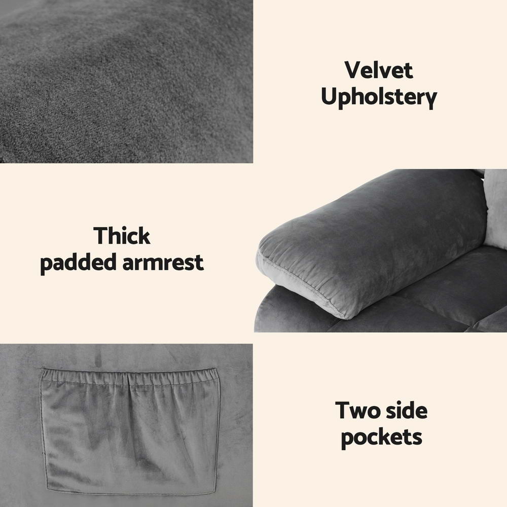 Recliner Chair Electric Massage Chair Velvet Lounge Sofa Heated Grey - Furniture > Bar Stools & Chairs > Massage Chairs - Rivercity House & Home Co. (ABN 18 642 972 209) - Affordable Modern Furniture Australia