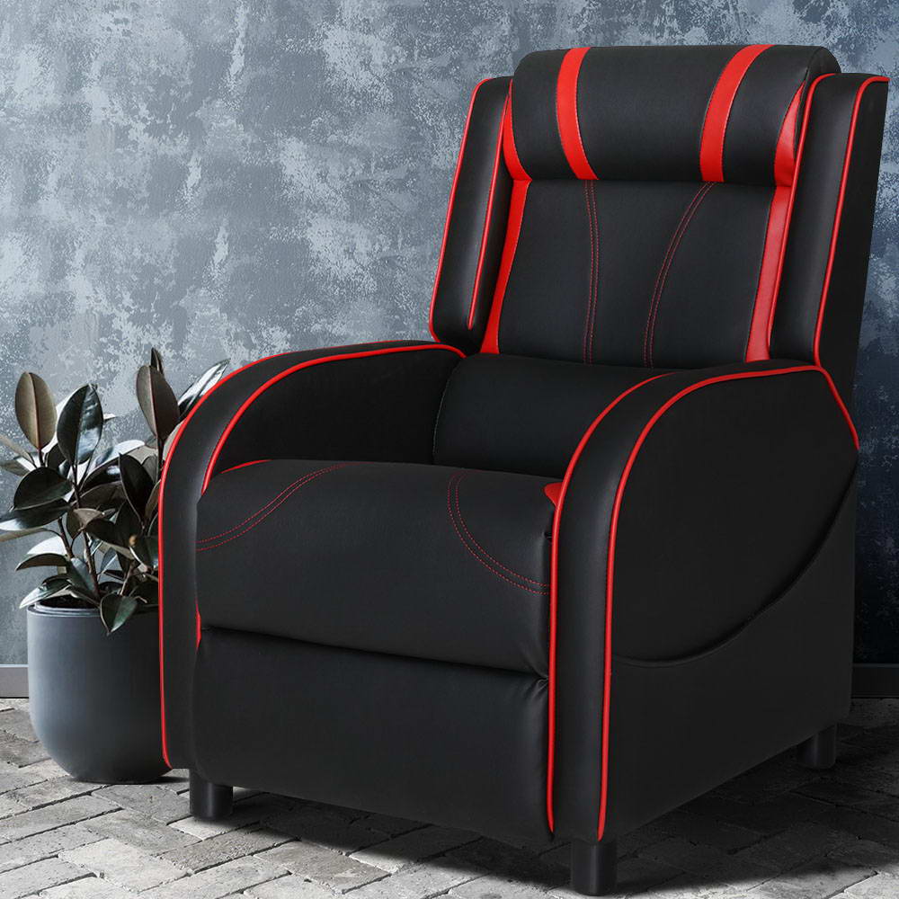 Recliner Chair Gaming Chair Leather Black Serik - Furniture > Bar Stools & Chairs > Gaming Chairs - Rivercity House & Home Co. (ABN 18 642 972 209) - Affordable Modern Furniture Australia