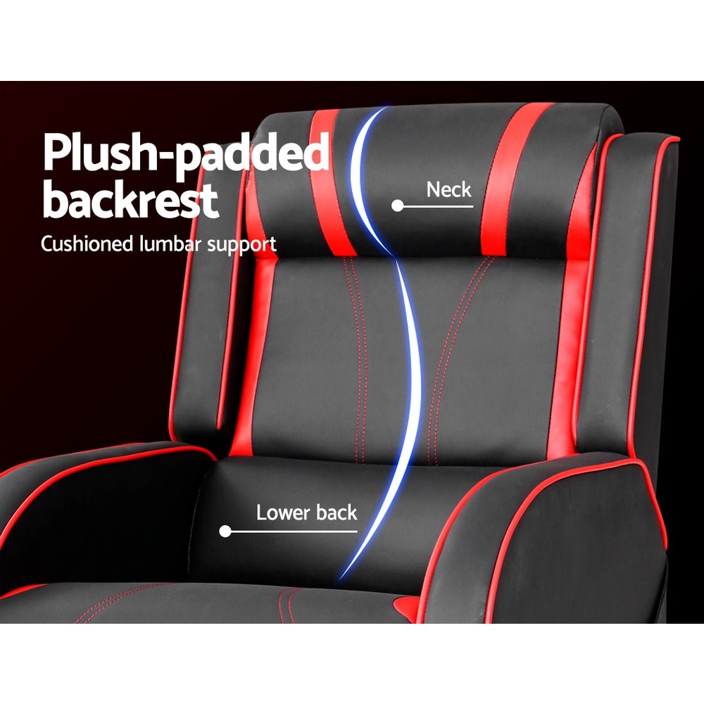 Recliner Chair Gaming Chair Leather Black Serik - Furniture > Bar Stools & Chairs > Gaming Chairs - Rivercity House & Home Co. (ABN 18 642 972 209) - Affordable Modern Furniture Australia