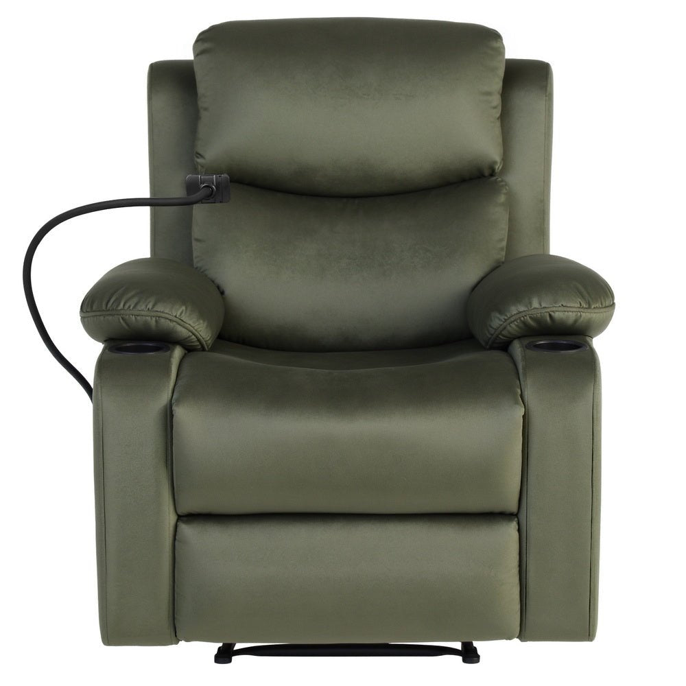Recliner Chair Heated Massage Chair with Phone Holder Velvet - Furniture > Bar Stools & Chairs > Arm Chairs & Recliners - Rivercity House & Home Co. (ABN 18 642 972 209) - Affordable Modern Furniture Australia