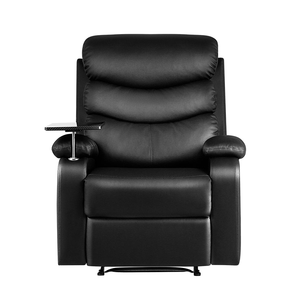 Recliner Chair Leather Black Tray Table Erika - Furniture > Bar Stools & Chairs > Arm Chairs & Recliners - Rivercity House & Home Co. (ABN 18 642 972 209) - Affordable Modern Furniture Australia