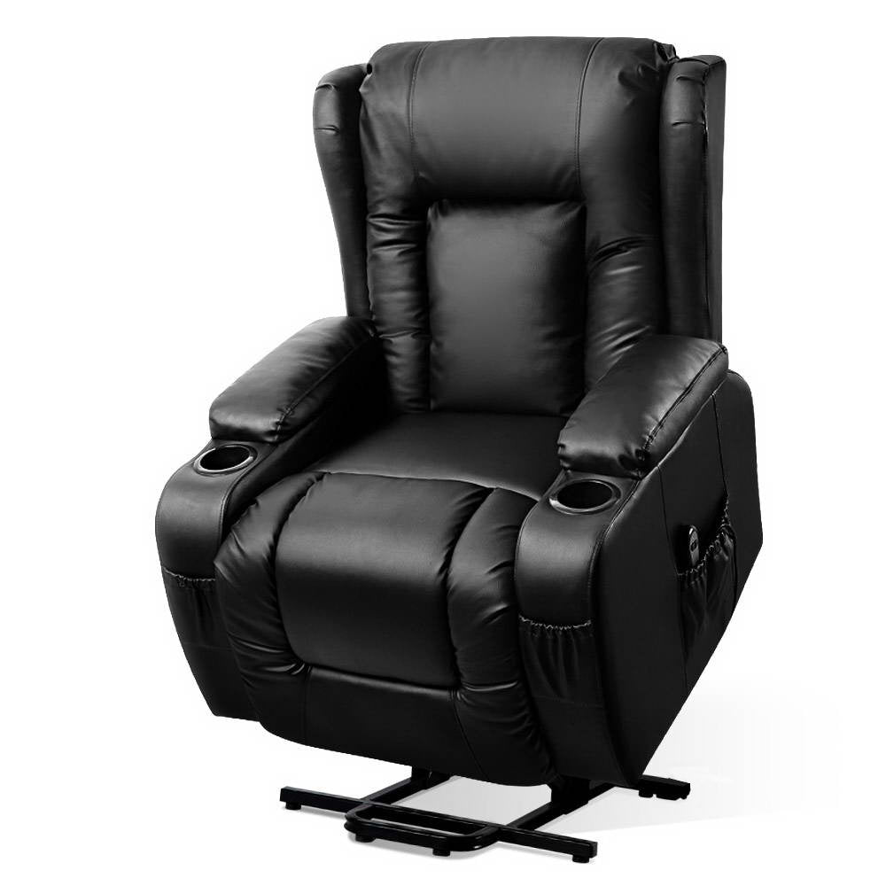Recliner Chair Lift Assist Heated Massage Chair Leather Rukwa - Furniture > Bar Stools & Chairs > Massage Chairs - Rivercity House & Home Co. (ABN 18 642 972 209) - Affordable Modern Furniture Australia