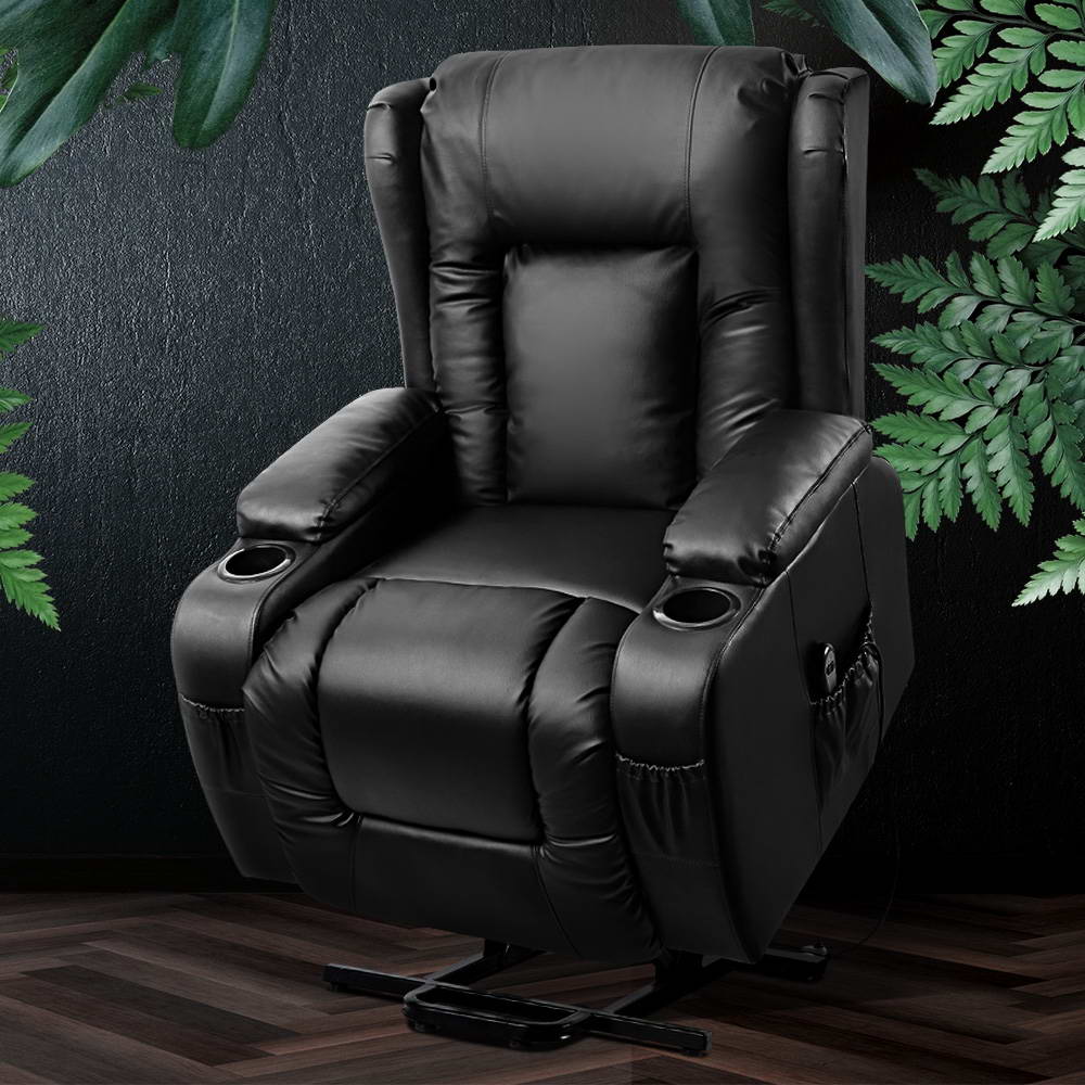Recliner Chair Lift Assist Heated Massage Chair Leather Rukwa - Furniture > Bar Stools & Chairs > Massage Chairs - Rivercity House & Home Co. (ABN 18 642 972 209) - Affordable Modern Furniture Australia