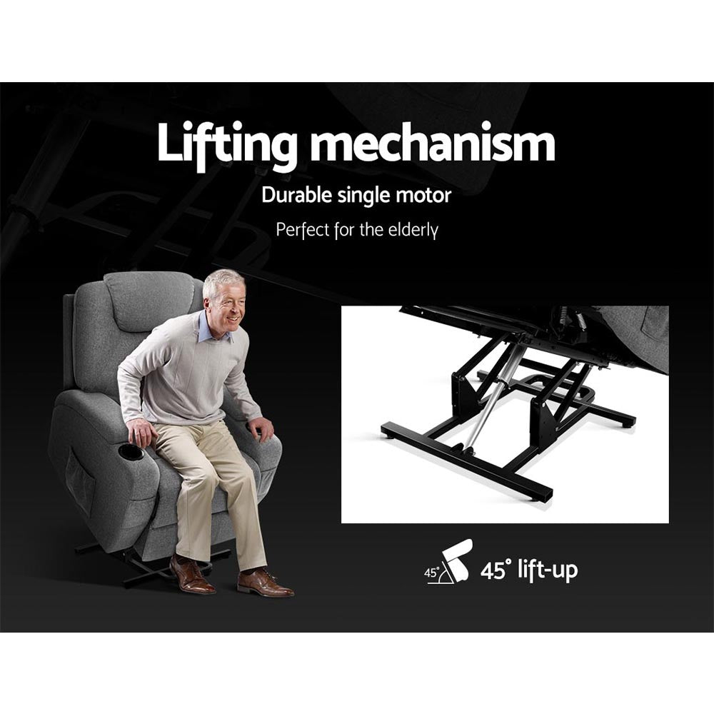 Recliner Chair Lift Assist Heated Massage Chair Velvet Milio - Furniture > Bar Stools & Chairs > Massage Chairs - Rivercity House & Home Co. (ABN 18 642 972 209) - Affordable Modern Furniture Australia