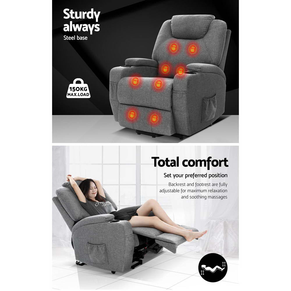 Recliner Chair Lift Assist Heated Massage Chair Velvet Milio - Furniture > Bar Stools & Chairs > Massage Chairs - Rivercity House & Home Co. (ABN 18 642 972 209) - Affordable Modern Furniture Australia