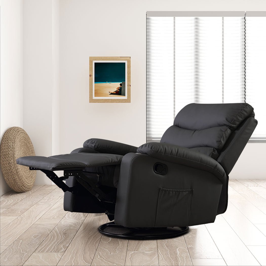 Recliner Massage Chair with Heated Massage & 360° Swivel - Black - Rivercity House & Home Co. (ABN 18 642 972 209) - Affordable Modern Furniture Australia