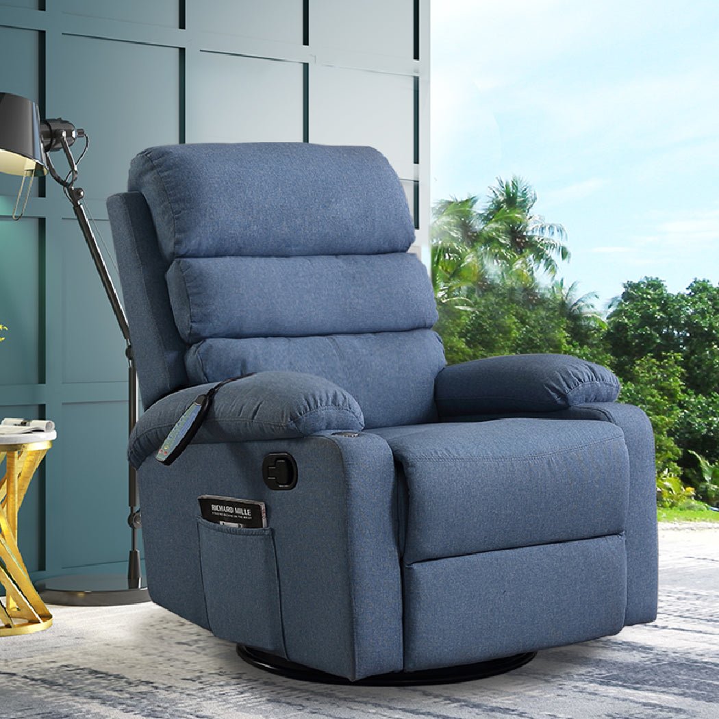Recliner Massage Chair with Heated Massage and Remote Control - Blue - Rivercity House & Home Co. (ABN 18 642 972 209) - Affordable Modern Furniture Australia
