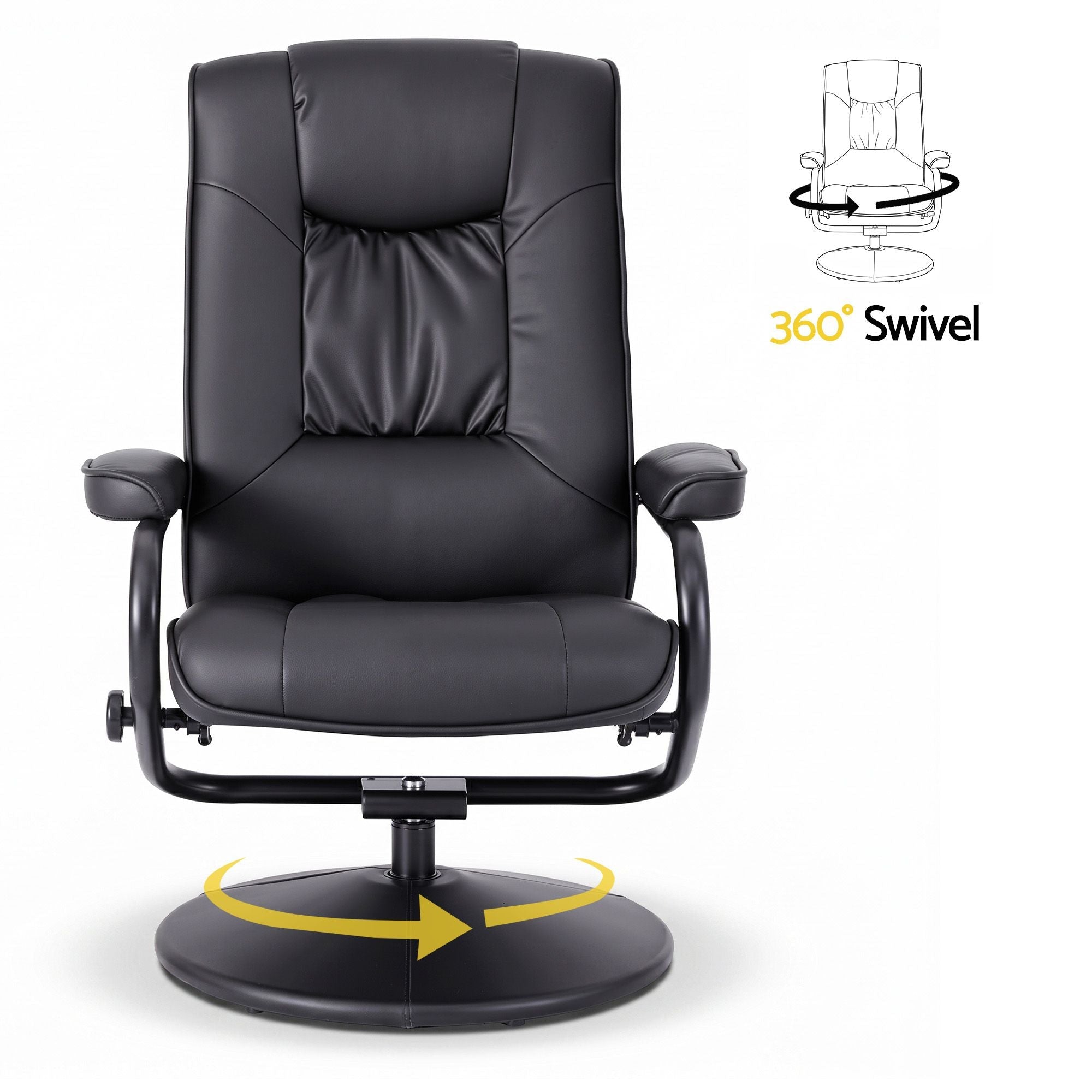 Recliner with Ottoman 360 - Degree Swivel Recliner Chair and Ottoman Set PU Leather Black - Furniture > Bar Stools & Chairs > Arm Chairs & Recliners - Rivercity House & Home Co. (ABN 18 642 972 209) - Affordable Modern Furniture Australia
