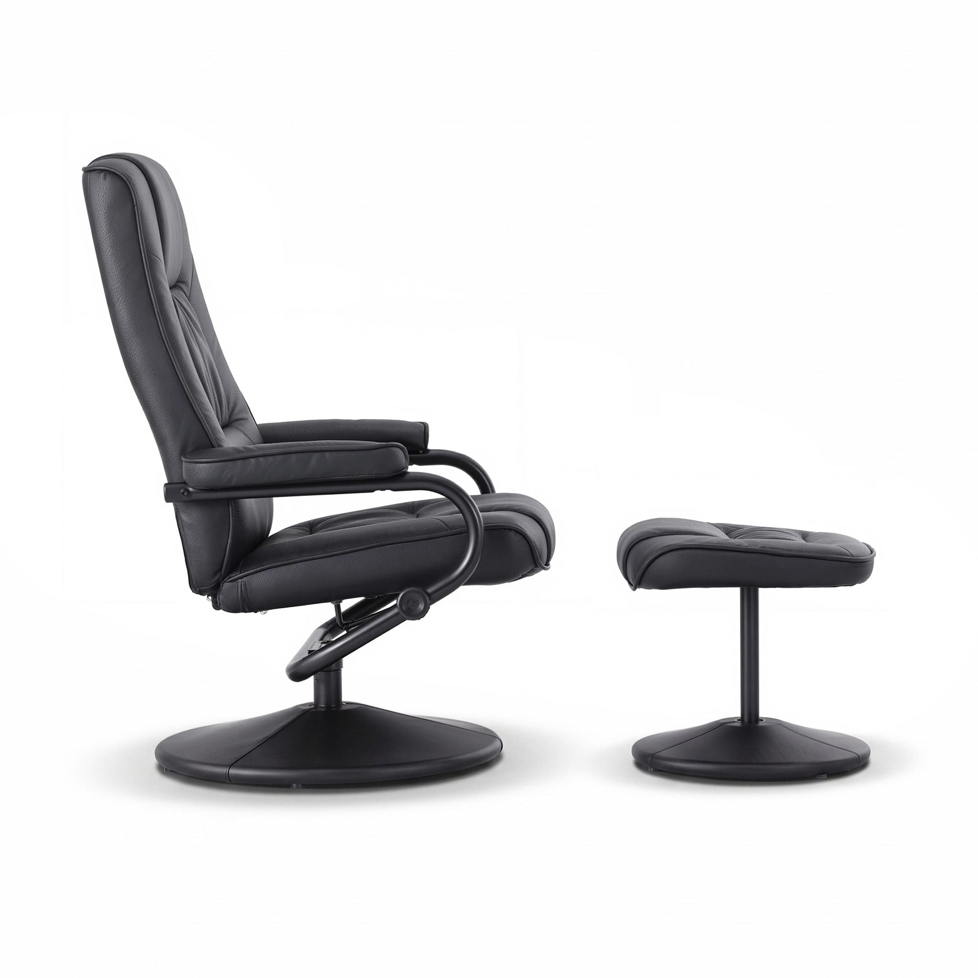Recliner with Ottoman 360 - Degree Swivel Recliner Chair and Ottoman Set PU Leather Black - Furniture > Bar Stools & Chairs > Arm Chairs & Recliners - Rivercity House & Home Co. (ABN 18 642 972 209) - Affordable Modern Furniture Australia