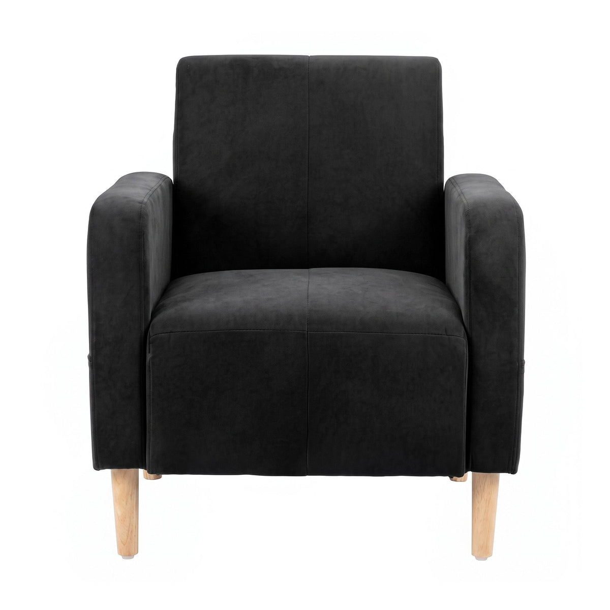 Reclining Velvet Armchair with Daybed Function and Side Pockets - Black - Furniture > Bar Stools & Chairs > Arm Chairs & Recliners - Rivercity House & Home Co. (ABN 18 642 972 209) - Affordable Modern Furniture Australia