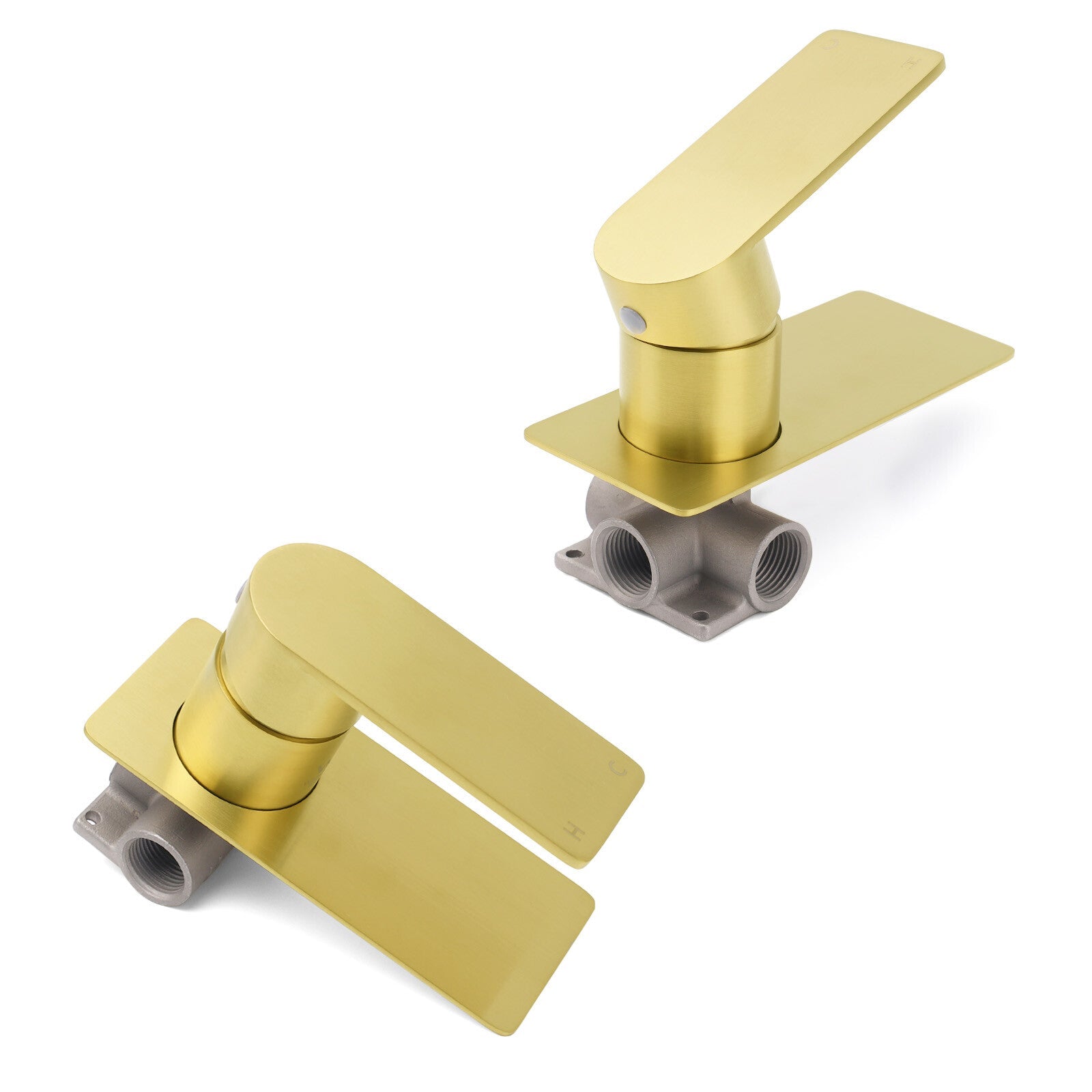 Rectangle Brushed Gold Shower Mixer Hot Cold Tapware Ceramic Cartridge Component - Furniture > Bathroom > Shower Heads & Screens - Rivercity House & Home Co. (ABN 18 642 972 209) - Affordable Modern Furniture Australia