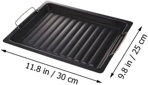 Rectangular Korean Style BBQ Grill Pan with Non-Stick Carbon Steel Surface and Dual Handles - Black - Home & Garden > BBQ > BBQs & Accessories - Rivercity House & Home Co. (ABN 18 642 972 209) - Affordable Modern Furniture Australia