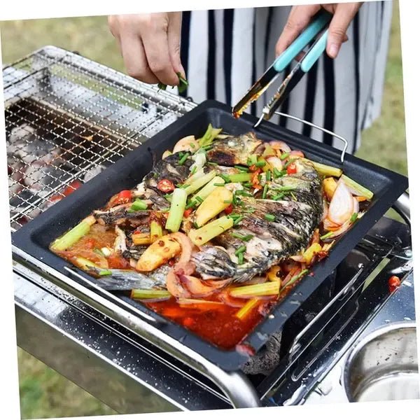 Rectangular Korean Style BBQ Grill Pan with Non-Stick Carbon Steel Surface and Dual Handles - Black - Home & Garden > BBQ > BBQs & Accessories - Rivercity House & Home Co. (ABN 18 642 972 209) - Affordable Modern Furniture Australia