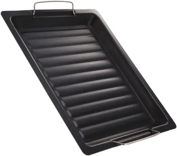 Rectangular Korean Style BBQ Grill Pan with Non-Stick Carbon Steel Surface and Dual Handles - Black - Home & Garden > BBQ > BBQs & Accessories - Rivercity House & Home Co. (ABN 18 642 972 209) - Affordable Modern Furniture Australia