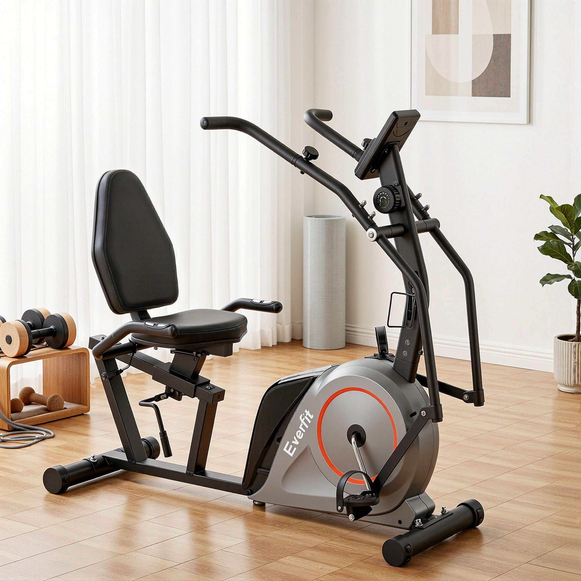 Recumbent Magnetic Exercise Bike with Bluetooth App Connect for Home Gym - Black - Sports & Fitness > Exercise, Gym & Fitness > Exercise Bikes - Rivercity House & Home Co. (ABN 18 642 972 209) - Affordable Modern Furniture Australia