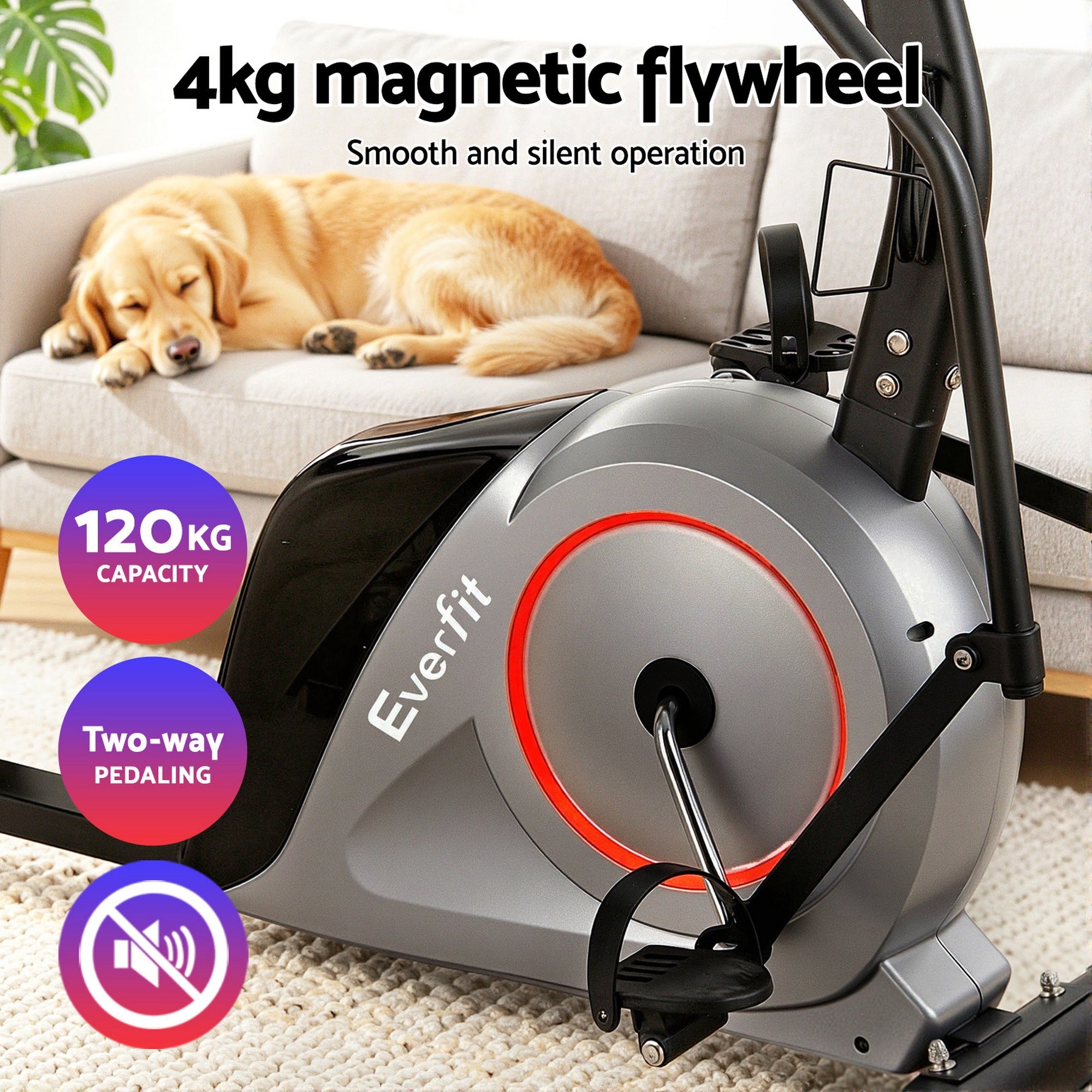 Recumbent Magnetic Exercise Bike with Bluetooth App Connect for Home Gym - Black - Sports & Fitness > Exercise, Gym & Fitness > Exercise Bikes - Rivercity House & Home Co. (ABN 18 642 972 209) - Affordable Modern Furniture Australia