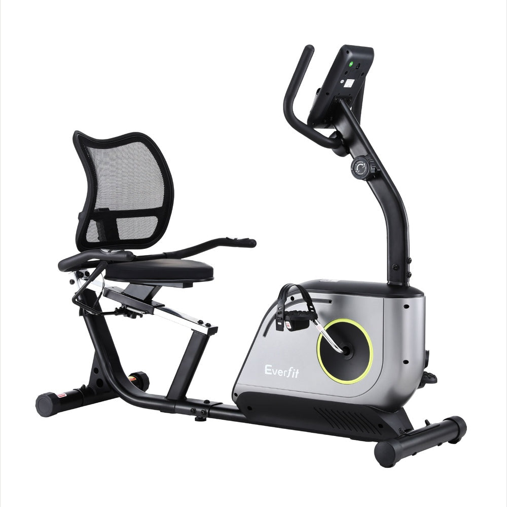 Recumbent Magnetic Exercise Bike with Mesh Chair 120kg Capacity - Black - Sports & Fitness > Exercise, Gym & Fitness > Exercise Bikes - Rivercity House & Home Co. (ABN 18 642 972 209) - Affordable Modern Furniture Australia