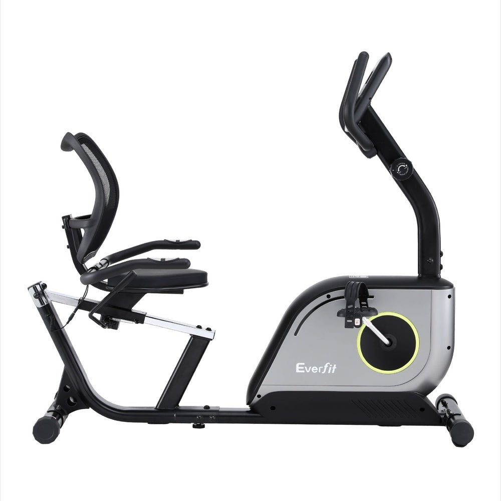 Recumbent Magnetic Exercise Bike with Mesh Chair 120kg Capacity - Black - Sports & Fitness > Exercise, Gym & Fitness > Exercise Bikes - Rivercity House & Home Co. (ABN 18 642 972 209) - Affordable Modern Furniture Australia