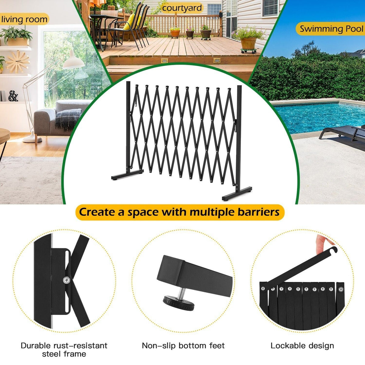 Retractable Aluminium Garden Gate Pet Fence Durable Indoor Outdoor - Pet Care > Farm Supplies > Fencing - Rivercity House & Home Co. (ABN 18 642 972 209) - Affordable Modern Furniture Australia