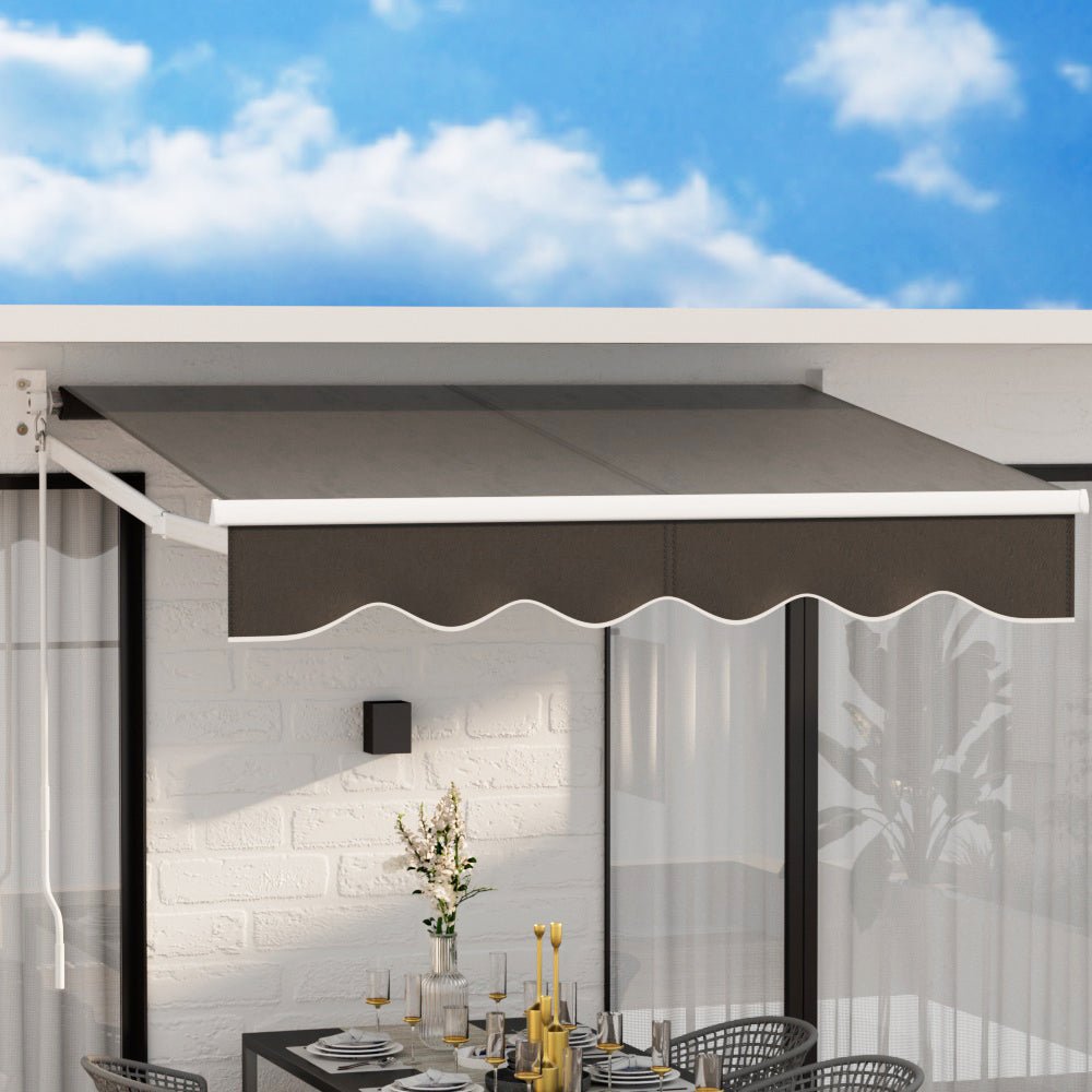 Retractable Folding Arm Awning Manual Sunshade 2Mx1.5M Grey - Home & Garden > Shading > Awnings - Rivercity House & Home Co. (ABN 18 642 972 209) - Affordable Modern Furniture Australia