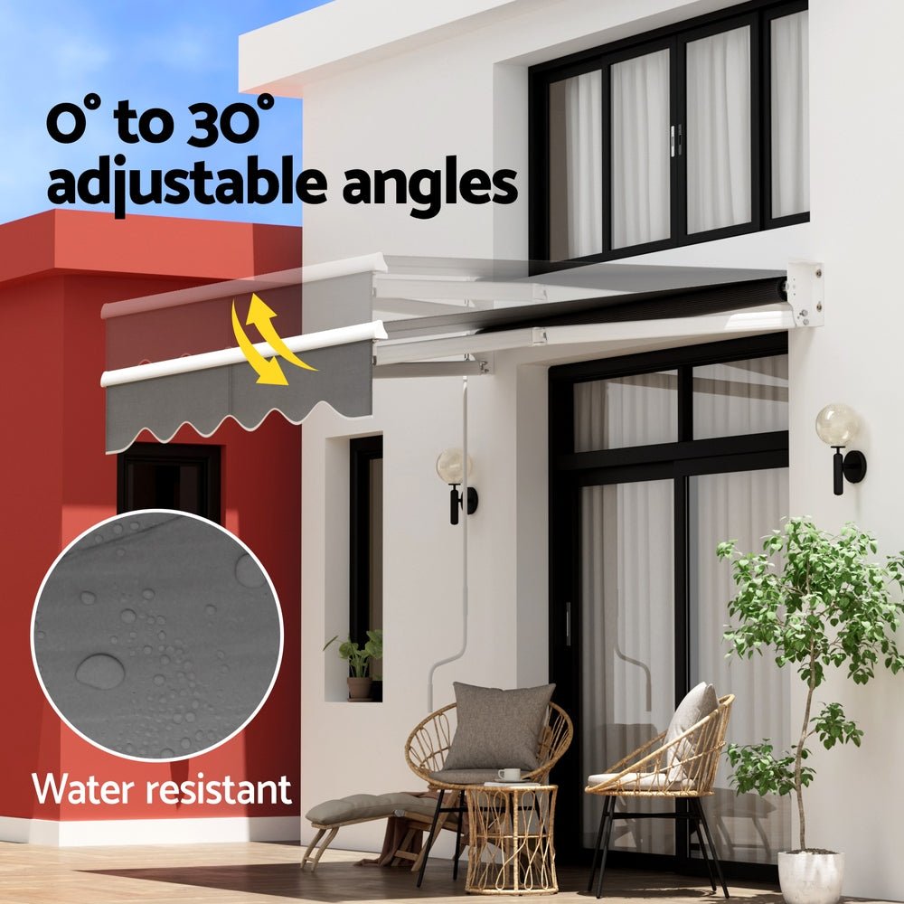 Retractable Folding Arm Awning Manual Sunshade 2Mx1.5M Grey - Home & Garden > Shading > Awnings - Rivercity House & Home Co. (ABN 18 642 972 209) - Affordable Modern Furniture Australia