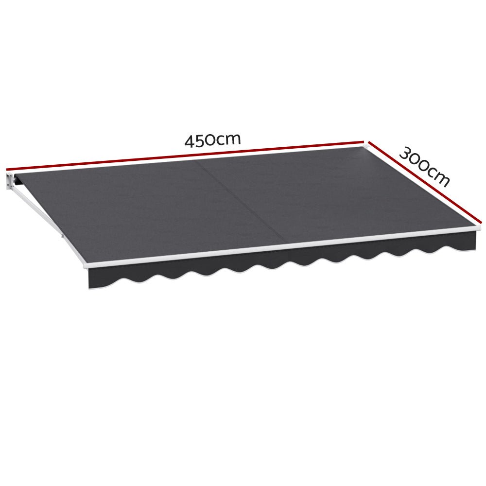 Retractable Folding Arm Awning Manual Sunshade 4.5Mx3M Grey - Home & Garden > Shading > Awnings - Rivercity House & Home Co. (ABN 18 642 972 209) - Affordable Modern Furniture Australia