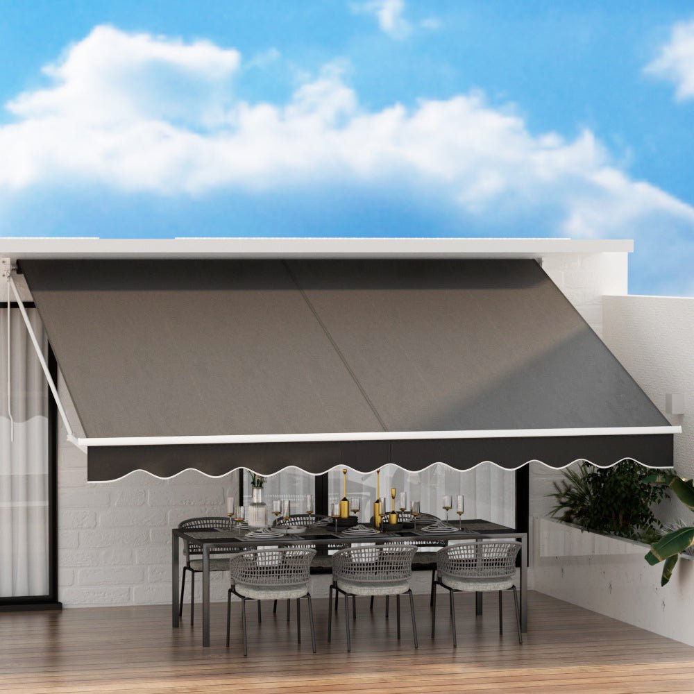 Retractable Folding Arm Awning Manual Sunshade 4.5Mx3M Grey - Home & Garden > Shading > Awnings - Rivercity House & Home Co. (ABN 18 642 972 209) - Affordable Modern Furniture Australia