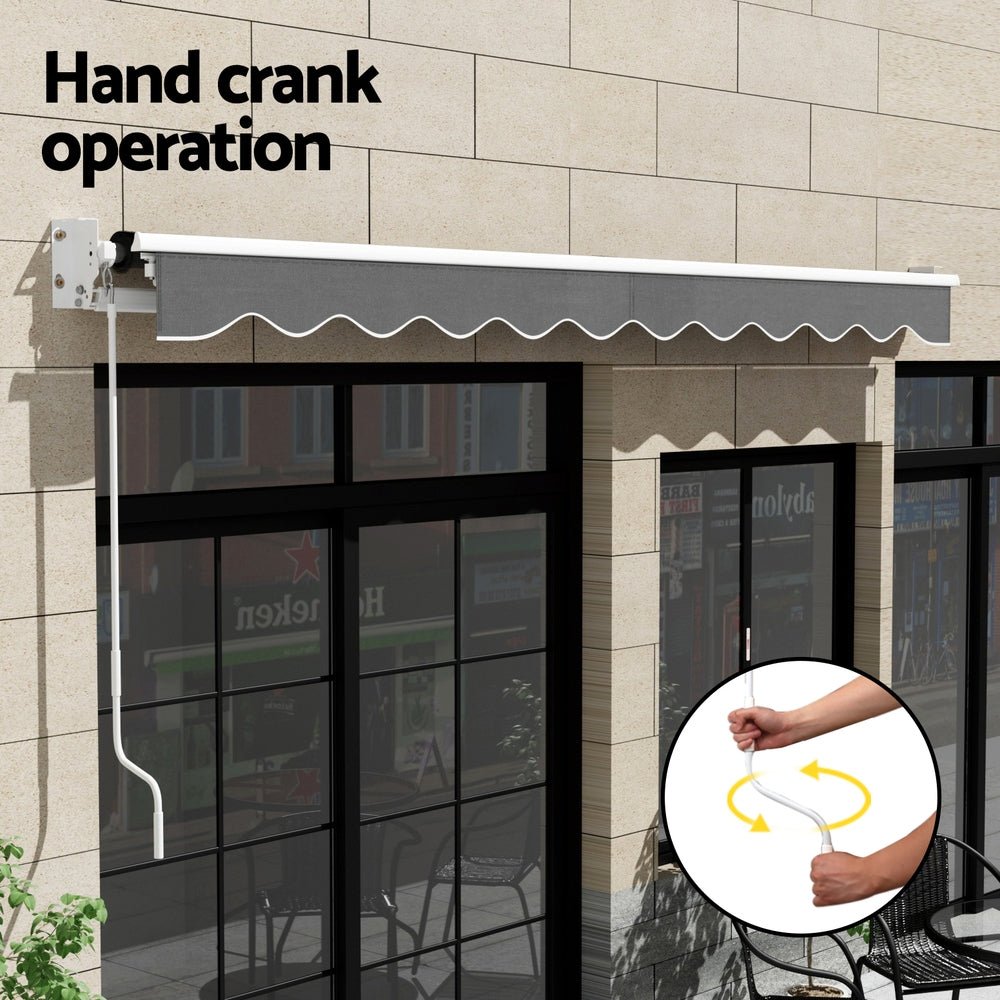 Retractable Folding Arm Awning Manual Sunshade 4.5Mx3M Grey - Home & Garden > Shading > Awnings - Rivercity House & Home Co. (ABN 18 642 972 209) - Affordable Modern Furniture Australia