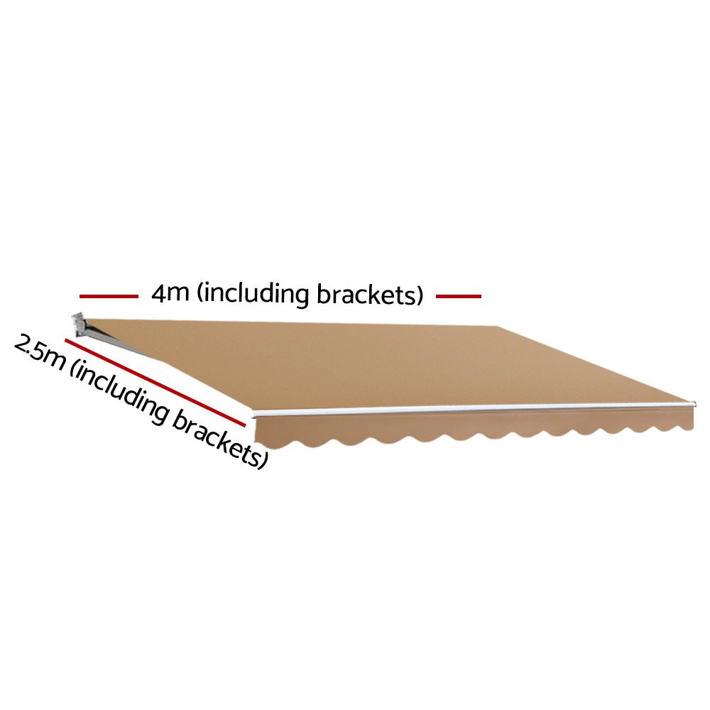 Retractable Folding Arm Awning Manual Sunshade 4Mx2.5M Beige - Home & Garden > Shading > Awnings - Rivercity House & Home Co. (ABN 18 642 972 209) - Affordable Modern Furniture Australia