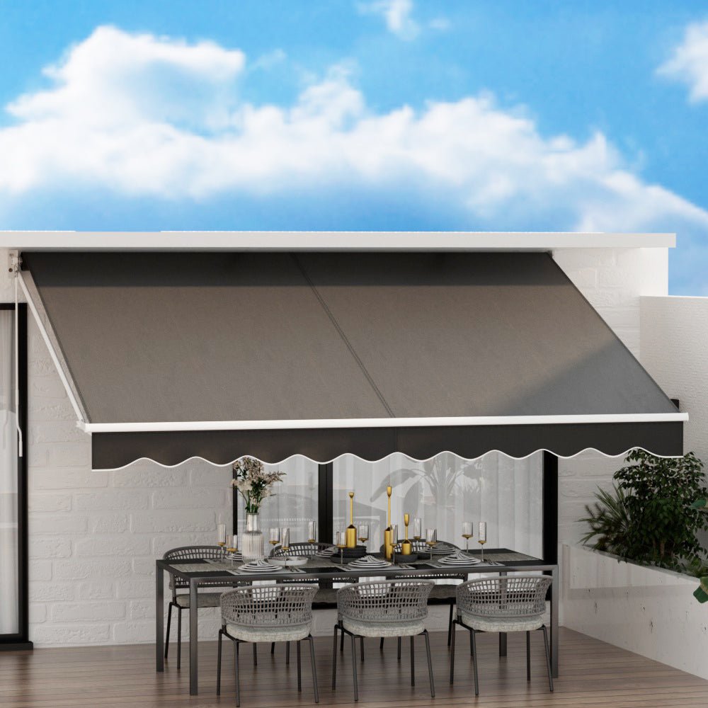 Retractable Folding Arm Awning Manual Sunshade 4Mx2.5M Grey - Home & Garden > Shading > Awnings - Rivercity House & Home Co. (ABN 18 642 972 209) - Affordable Modern Furniture Australia