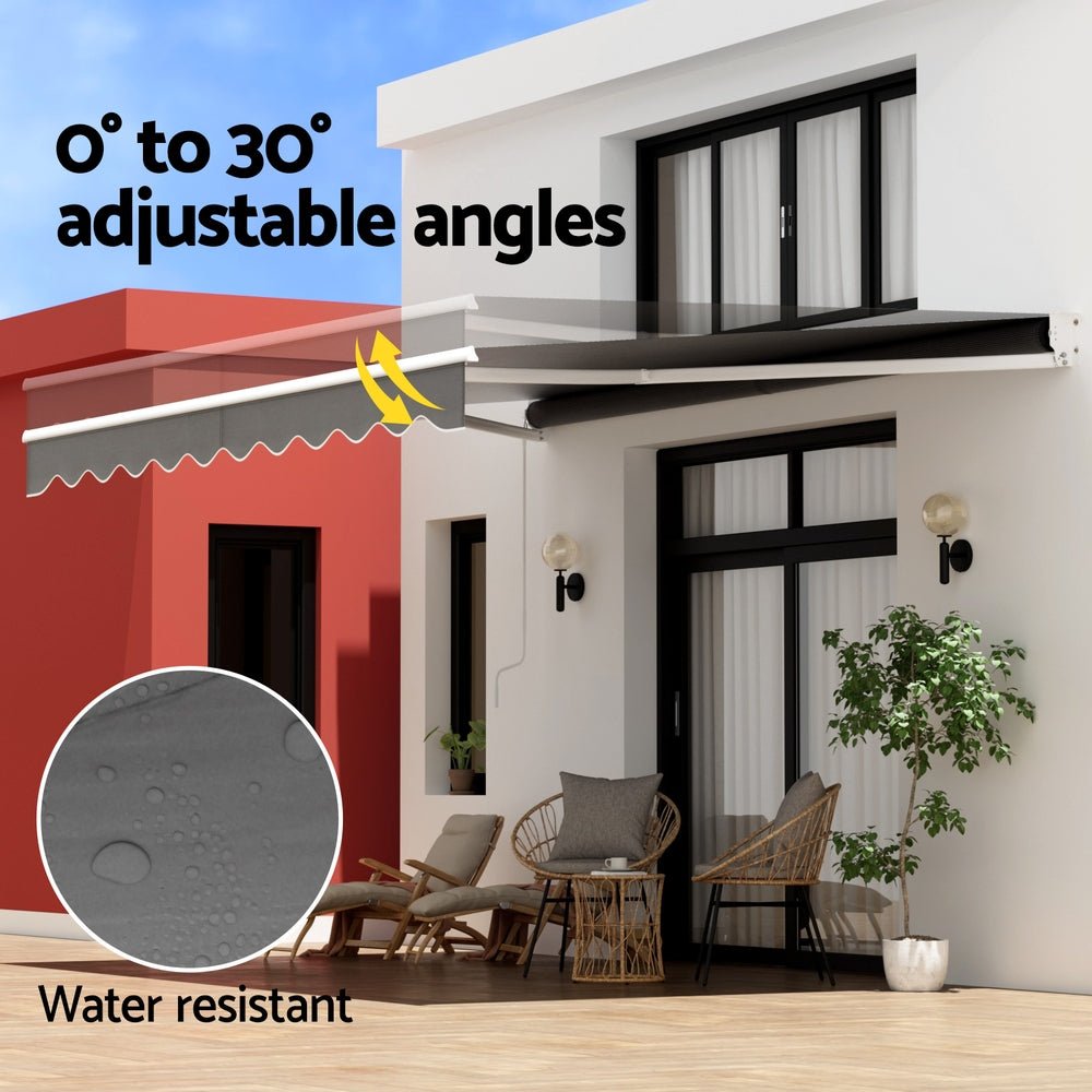 Retractable Folding Arm Awning Manual Sunshade 4Mx2.5M Grey - Home & Garden > Shading > Awnings - Rivercity House & Home Co. (ABN 18 642 972 209) - Affordable Modern Furniture Australia