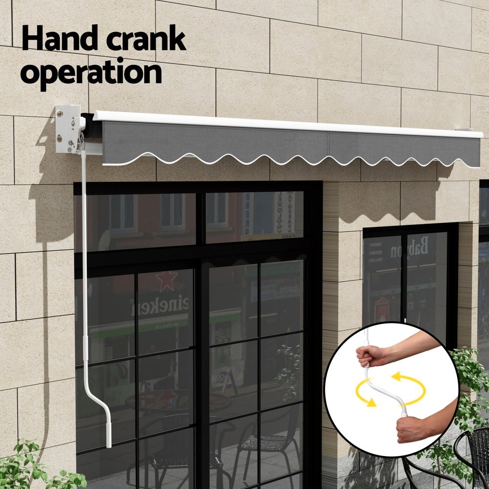 Retractable Folding Arm Awning Manual Sunshade 4Mx2.5M Grey - Home & Garden > Shading > Awnings - Rivercity House & Home Co. (ABN 18 642 972 209) - Affordable Modern Furniture Australia