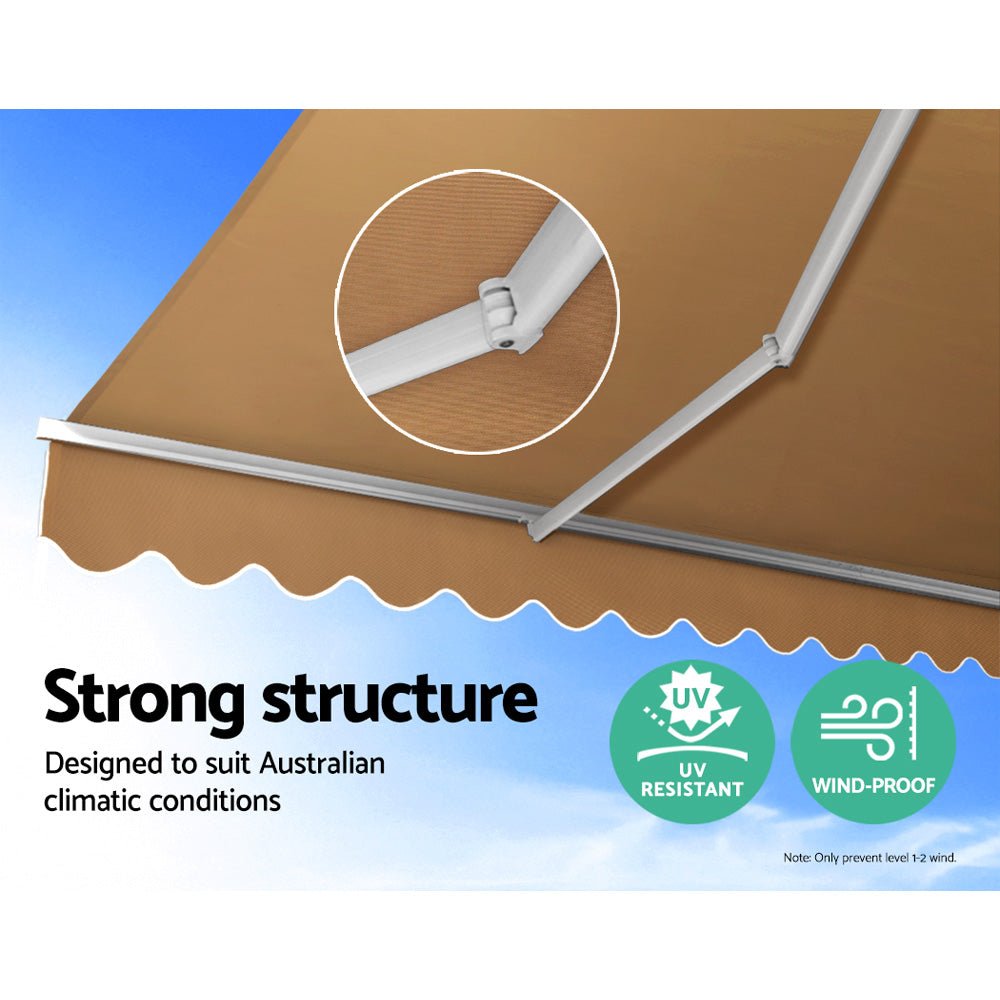 Retractable Folding Arm Awning Manual Sunshade 4Mx3M Beige - Home & Garden > Shading > Awnings - Rivercity House & Home Co. (ABN 18 642 972 209) - Affordable Modern Furniture Australia