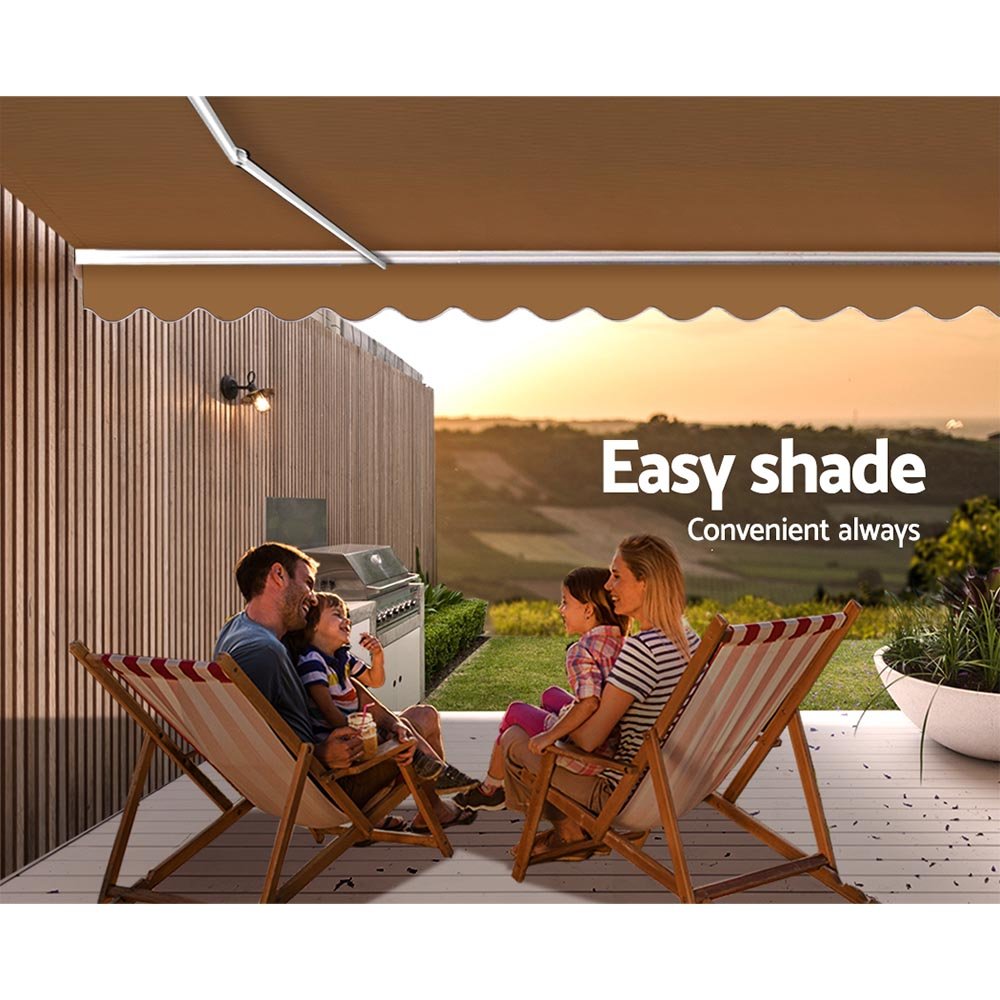 Retractable Folding Arm Awning Manual Sunshade 4Mx3M Beige - Home & Garden > Shading > Awnings - Rivercity House & Home Co. (ABN 18 642 972 209) - Affordable Modern Furniture Australia