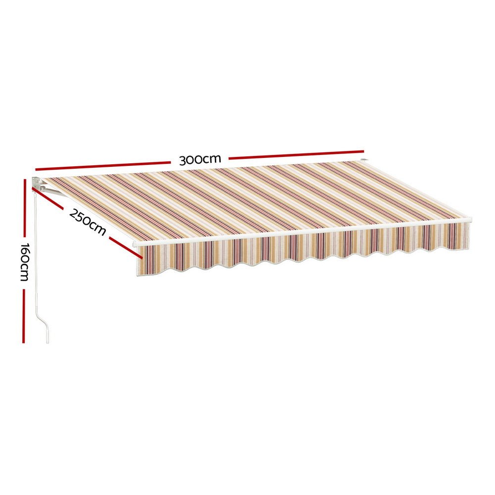 Retractable Folding Arm Awning Motorised Sunshade 3Mx2.5M Beige Brown - Home & Garden > Shading - Rivercity House & Home Co. (ABN 18 642 972 209) - Affordable Modern Furniture Australia