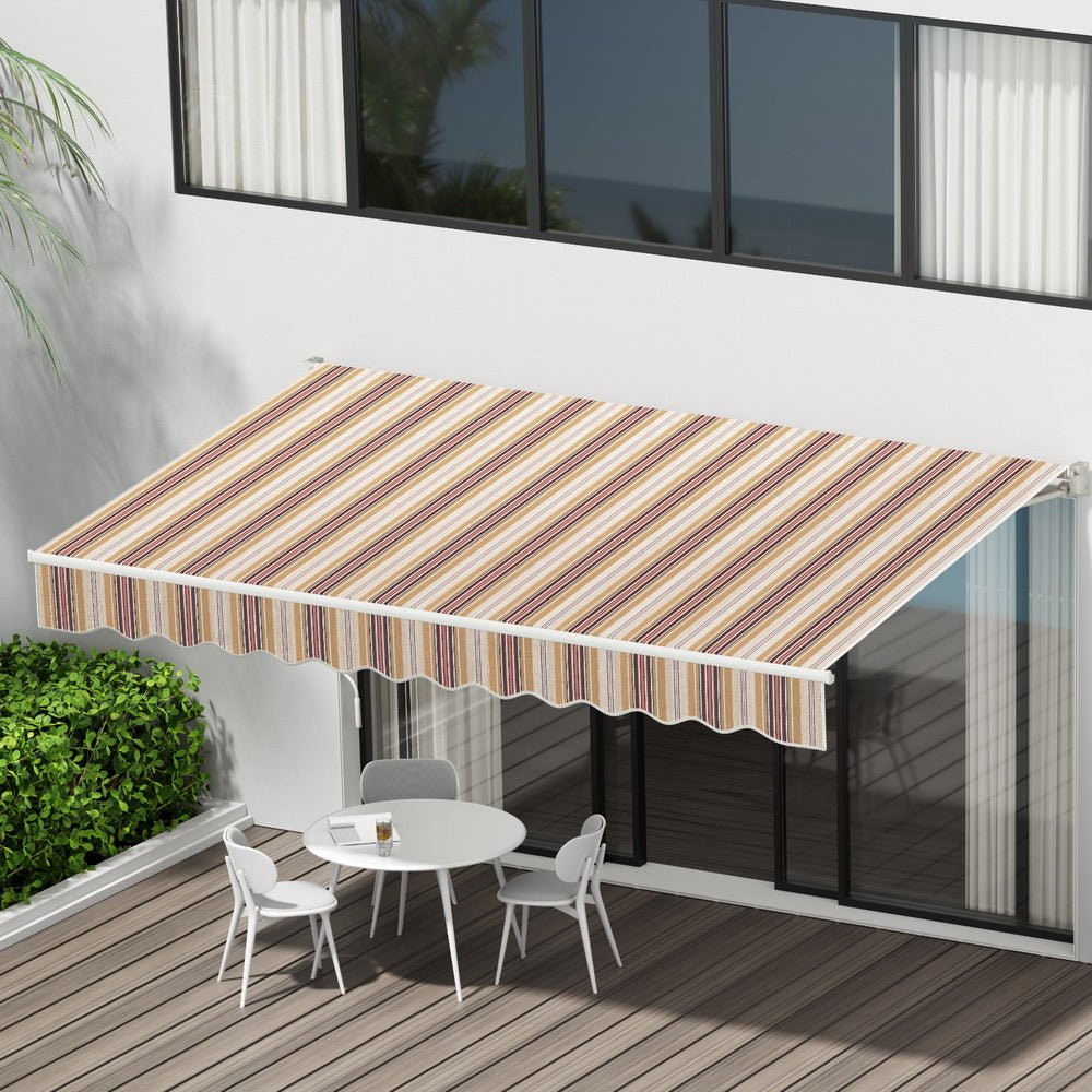 Retractable Folding Arm Awning Motorised Sunshade 3Mx2.5M Beige Brown - Home & Garden > Shading - Rivercity House & Home Co. (ABN 18 642 972 209) - Affordable Modern Furniture Australia