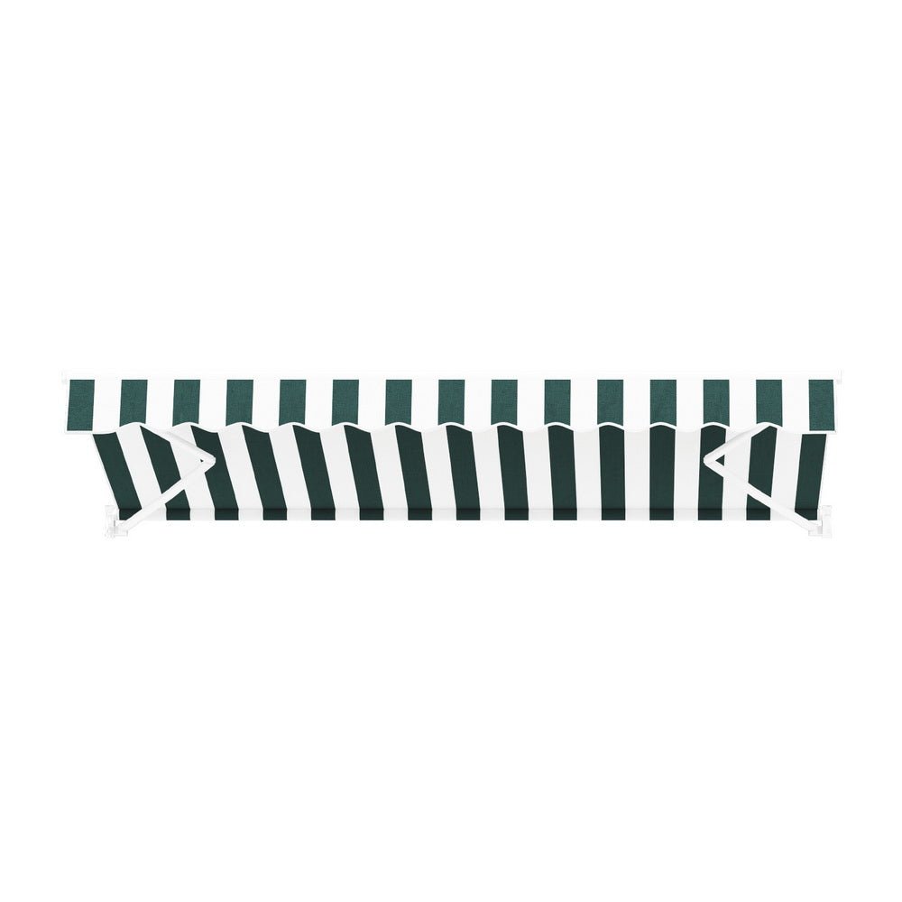 Retractable Folding Arm Awning Motorised Sunshade 3Mx2.5M Green White - Home & Garden > Shading - Rivercity House & Home Co. (ABN 18 642 972 209) - Affordable Modern Furniture Australia