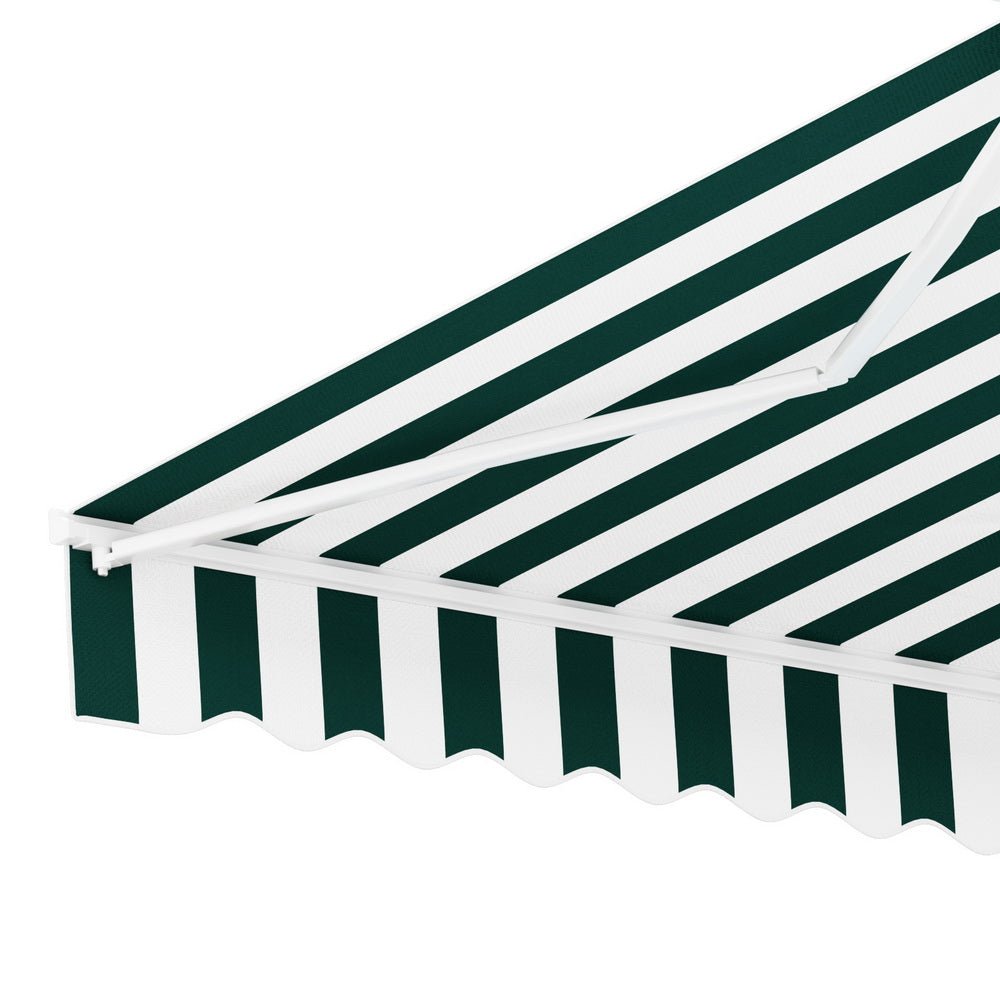 Retractable Folding Arm Awning Motorised Sunshade 3Mx2.5M Green White - Home & Garden > Shading - Rivercity House & Home Co. (ABN 18 642 972 209) - Affordable Modern Furniture Australia