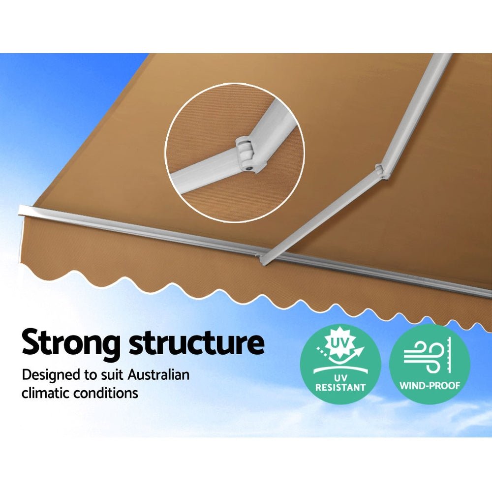 Retractable Folding Arm Awning Motorised Sunshade 4Mx3M Beige - Home & Garden > Shading > Awnings - Rivercity House & Home Co. (ABN 18 642 972 209) - Affordable Modern Furniture Australia