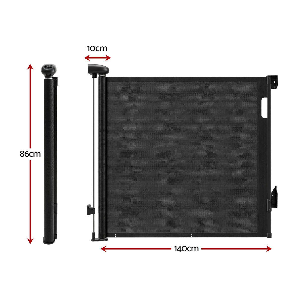 Retractable Gate Baby Gate Pet Safety Fence Extends up to 140cm Black - Baby & Kids > Gates & Playpens > Safety Gates & Safety Accessories - Rivercity House & Home Co. (ABN 18 642 972 209) - Affordable Modern Furniture Australia