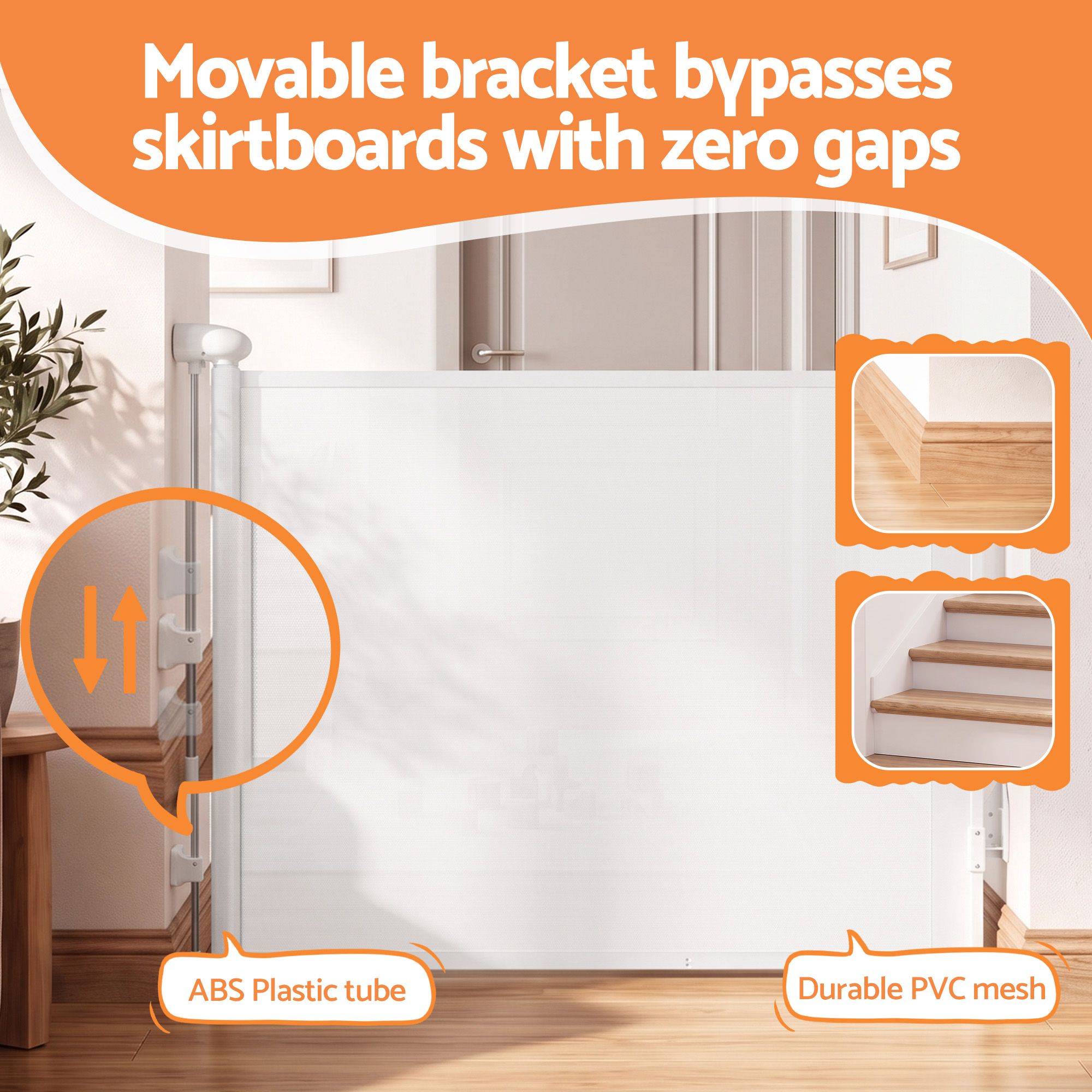 Retractable Gate Baby Gate Pet Safety Fence Extends up to 140cm White - Baby & Kids > Gates & Playpens > Safety Gates & Safety Accessories - Rivercity House & Home Co. (ABN 18 642 972 209) - Affordable Modern Furniture Australia