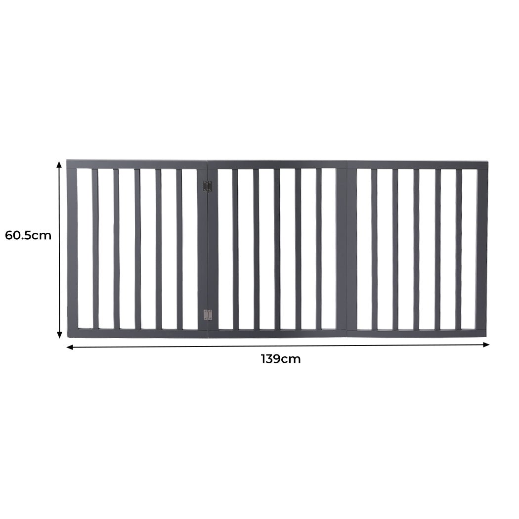 Retractable Wooden Pet Gate Dog Fence 2000x3mm - Grey - Rivercity House & Home Co. (ABN 18 642 972 209) - Affordable Modern Furniture Australia